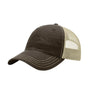 Brown hat with beige mesh backing on a white background
