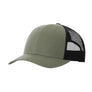 green baseball hat with black mesh back on white backdrop