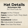 Richardson 168 details hi pro 7 panel, cotton twill poly mesh, flat visor, adjustable 
