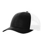 black hat with white mesh backing on white backdrop
