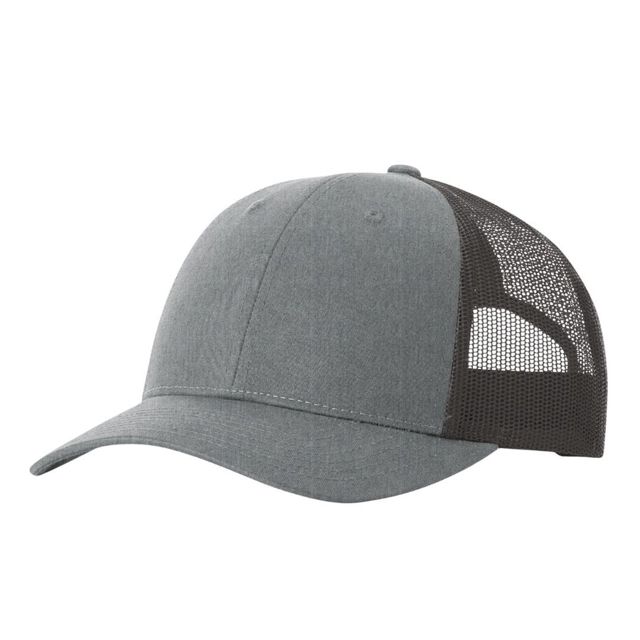 Gray cap with black mesh back on a white background